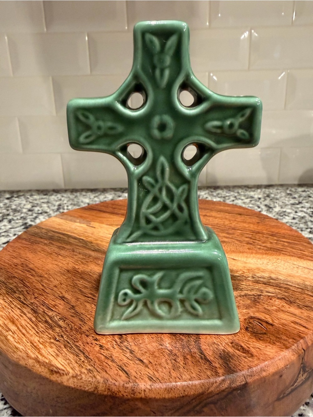 vintage green glazed porcelain
Celtic cross